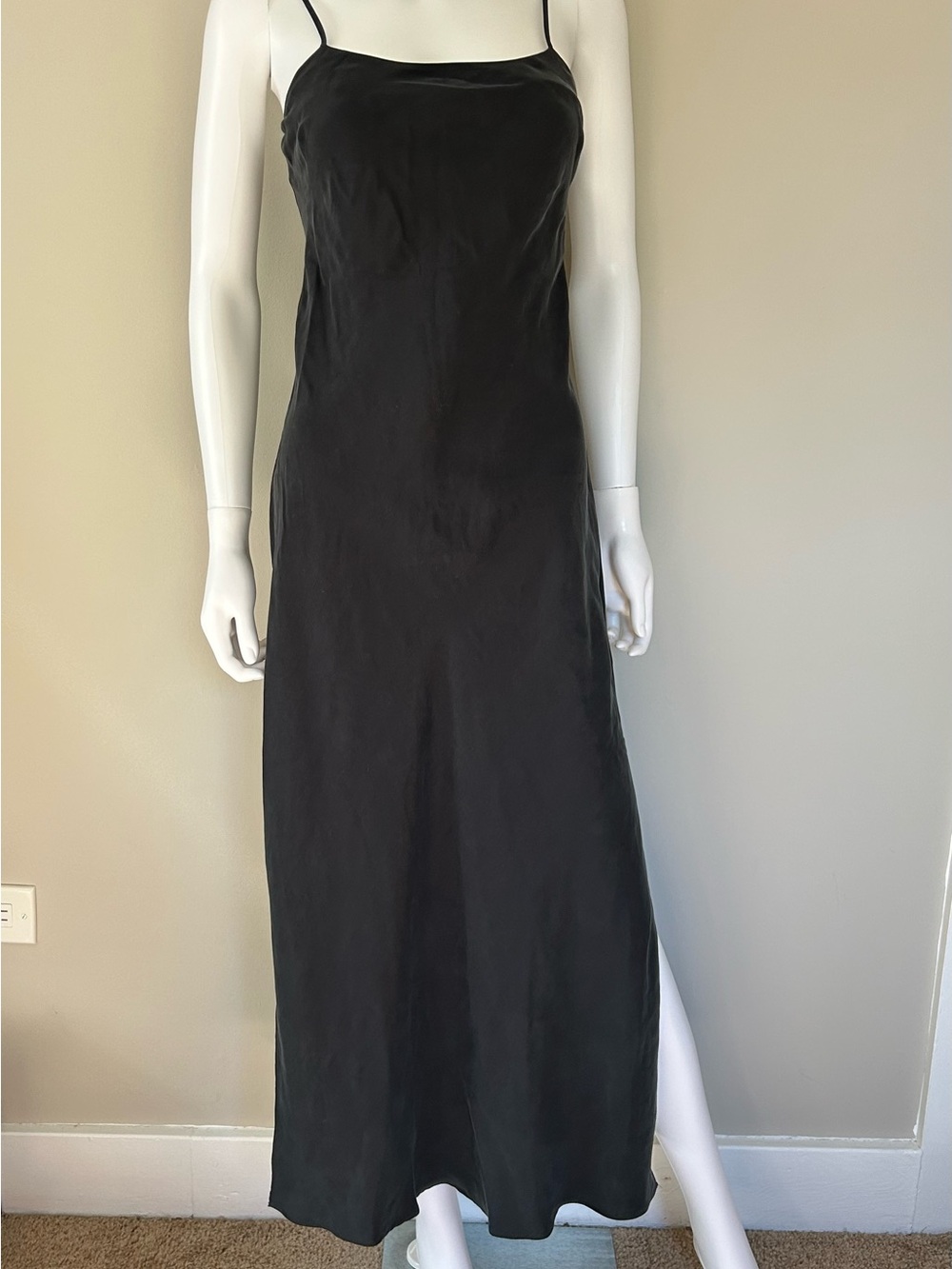 Unsubscribed 100% Silk Black Slip Midi Dress Size 0 Minimalist Bias Cut